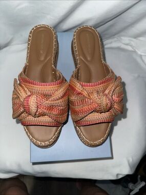 ANTONIO MELANI Terracotta Pink Knotted Espadrille Slides